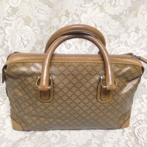 Celine,  Beige Macadam Handbag 12in x 7in x 4in - Picture 2 of 8